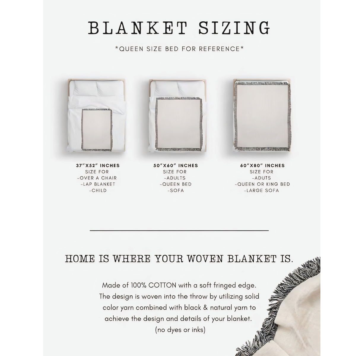 Letter Woven Blanket Personalized Gift Woven Cotton
