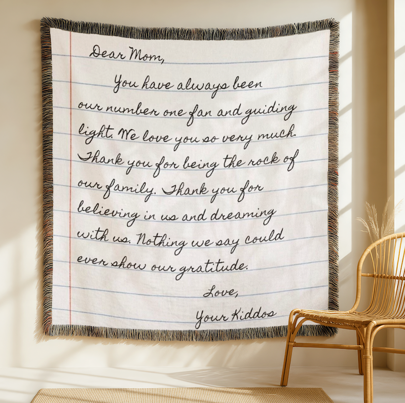 Letter Woven Blanket Personalized Gift Woven Cotton